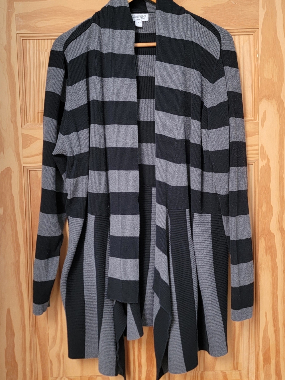St. John's Bay Black and Gray Striped Open-Front Cardigan - Size 3X
